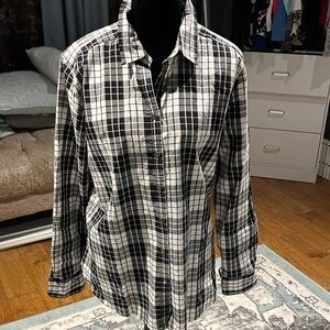 LOFT Monochrome Checkered Button Down Shirt